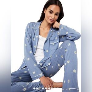 Old Navy 2X Sunday Jersey light blue with yellow flowers sleep pant